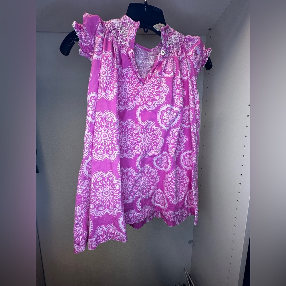 Marmellata Toddler Smocked Dress - 4T - pink/white - Picture 3 of 3